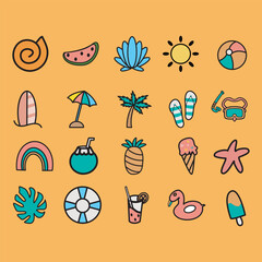 Playful Beach Theme Cartoon Illustrations