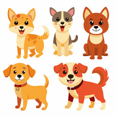 Fototapeta premium Cute dogs doodle vector set