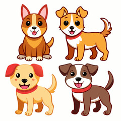 Fototapeta premium Cute dogs doodle vector set
