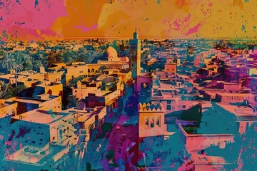 Fototapeta premium A cityscape featuring a prominent clock tower. Suitable for urban-themed designs