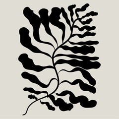 Matisse style black contemporary botanical minimalist plant