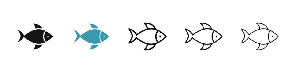 Fish icon suite. Iconic tuna or salmon depiction for UI designs.
