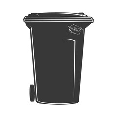 Silhouette rubbish bin or trash bin black color only