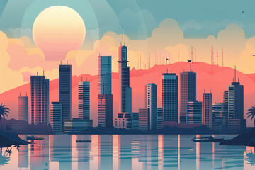 Fototapeta premium Beirut city flat vector skyline 