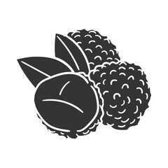 Lichee Icon Silhouette Illustration. Exotic Fruit Vector Graphic Pictogram Symbol Clip Art. Doodle Sketch Black Sign.