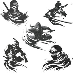 Ninja Shadow siluate Vector silhouette, graphic