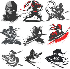 Ninja Shadow siluate Vector silhouette, graphic