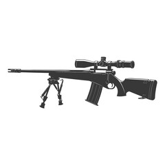 Silhouette Sniper rifle gun military weapon black color only