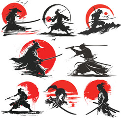 Samurai Shadow siluate Vector silhouette, graphic