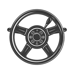 Obraz premium Silhouette steering wheel black color only