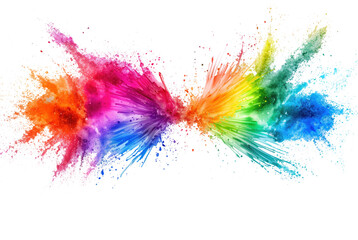 Explosion of colored powder, isolated on transparent background
