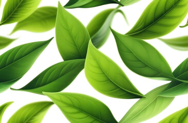 Lush green leaves in a vibrant pattern, capturing nature's beauty in fine detail