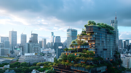 Fototapeta premium Futuristic city. Green city. Plant-based building?
