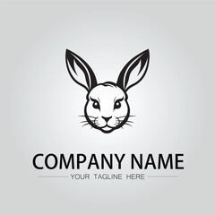 Rabbit silhouette company logo vector image on the white background