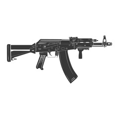 Silhouette Submachine gun military weapon black color only