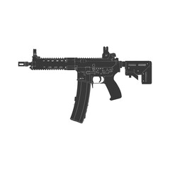 Silhouette Submachine gun military weapon black color only