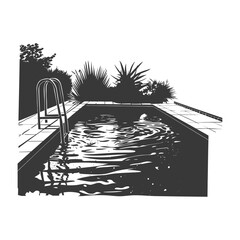 Fototapeta premium Silhouette swimming pool black color only