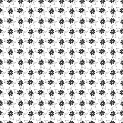 Hand drawn black and white vintage flower pattern.