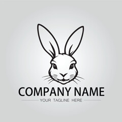 Rabbit silhouette company logo vector image on the white background