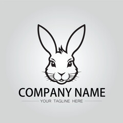 Rabbit silhouette company logo vector image on the white background