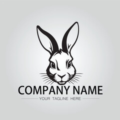 Rabbit silhouette company logo vector image on the white background