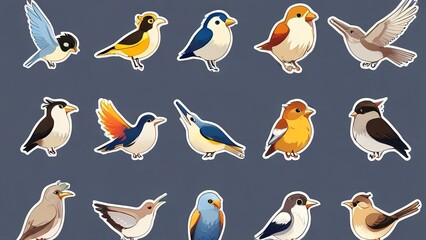 variety of stickers of cute animals, kittens, dogs, birds, etc.