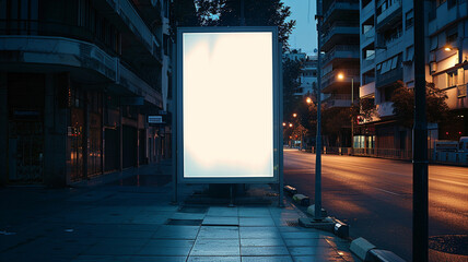 a blank vertical billboard on the street