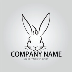 Rabbit silhouette company logo vector image on the white background