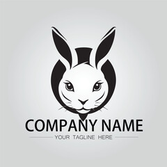 Rabbit silhouette company logo vector image on the white background