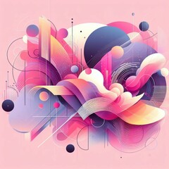 abstract illustration, where the serenity of pink meets the energy of pink in a simple yet profound abstract design, Generative AI