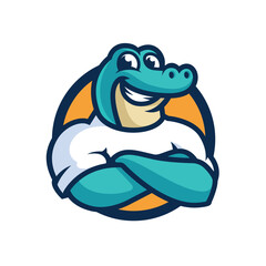 Cute crocodile mascot design. Crocodile vector illustration. Crocodile vector logo template.