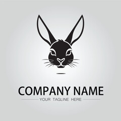 Rabbit silhouette company logo vector image on the white background
