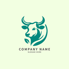 Bull head logo template vector icon illustration design. Farm animal logo template