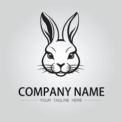 Rabbit silhouette company logo vector image on the white background