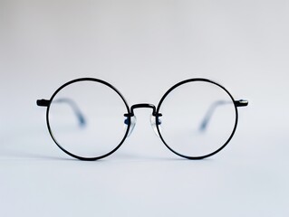 A pair of black glasses on a white background.