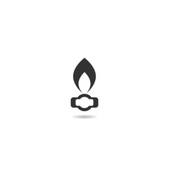 Gas flame simple icon with shadow