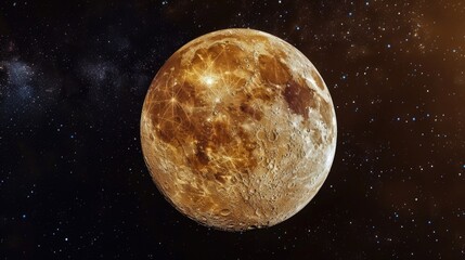 A large moon shining in the night sky. Suitable for various projects