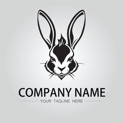 Rabbit silhouette company logo vector image on the white background