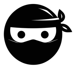 Silhouette of a ninja, emoji style. Munimalist illustration with allusion to martial fights and action.