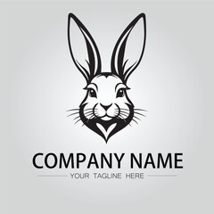 Rabbit silhouette company logo vector image on the white background