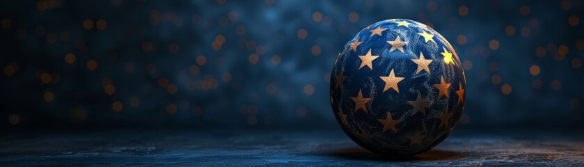 A ball with golden stars similar to the symbol of the European Union flag - Powered by Adobe