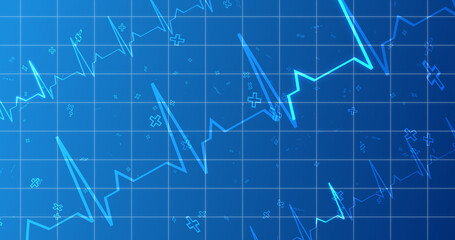 EKG ECG Cardiogram moving healthcare medical bg. Health innovation concept with hexagons biotechnology and chemistry molecules bg. Pharmacy DNA presentation infographic medicine drugs nurse aid.