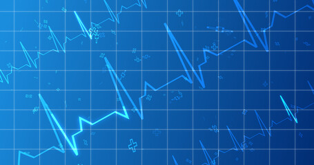 EKG ECG Cardiogram moving healthcare medical bg. Health innovation concept with hexagons biotechnology and chemistry molecules bg. Pharmacy DNA presentation infographic medicine drugs nurse aid.