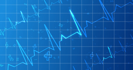 EKG ECG Cardiogram moving healthcare medical bg. Health innovation concept with hexagons biotechnology and chemistry molecules bg. Pharmacy DNA presentation infographic medicine drugs nurse aid.