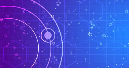 Geometric circles and hexagons moving motion graphic. Business meeting corporate advertisement presentation technology bg 3d particles stripes colorful gradient futuristic shiny abstract round.