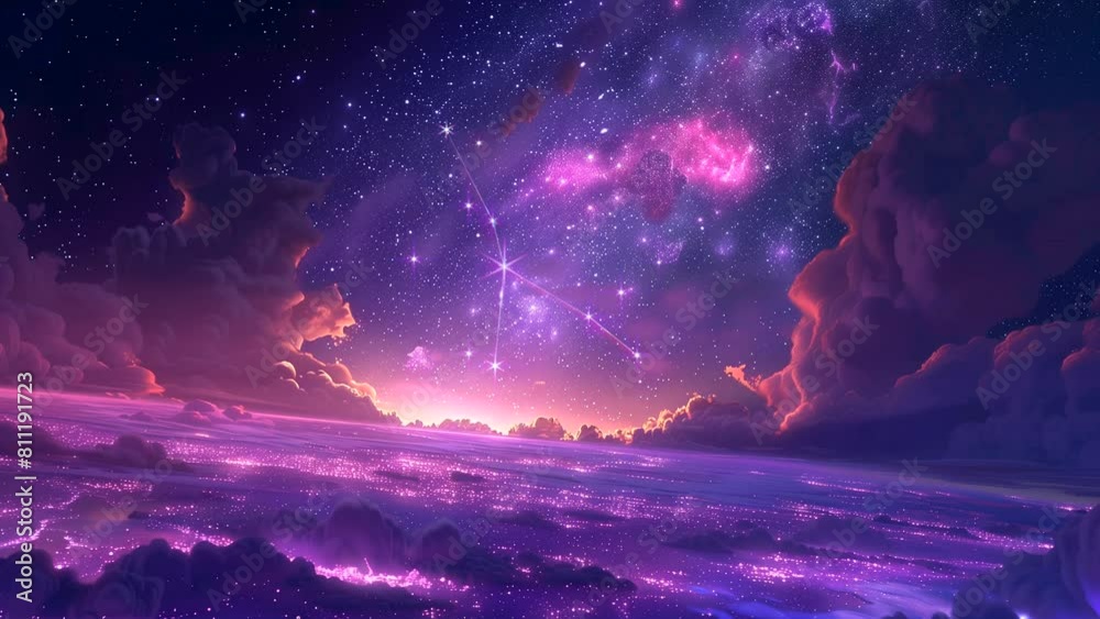 Wall mural animated background of infinite galaxies with stars and constellation. looping time-lapse video
