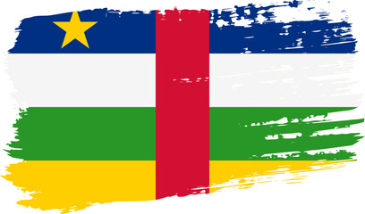 Central African Republic flag, wide brush stroke on transparent background vector