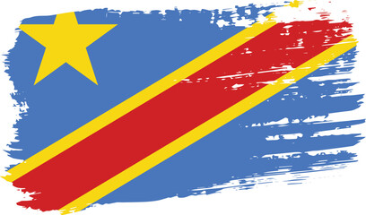 Congo - Kinshasa flag, wide brush stroke on transparent background vector