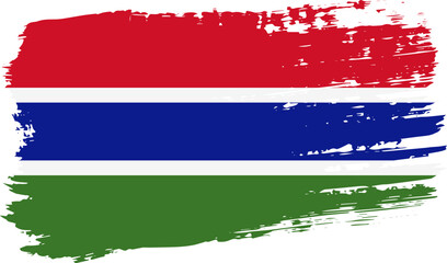 Gambia flag, wide brush stroke on transparent background vector