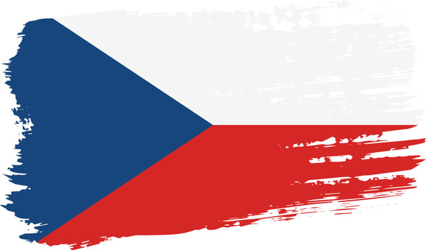Czech flag, wide brush stroke on transparent background vector